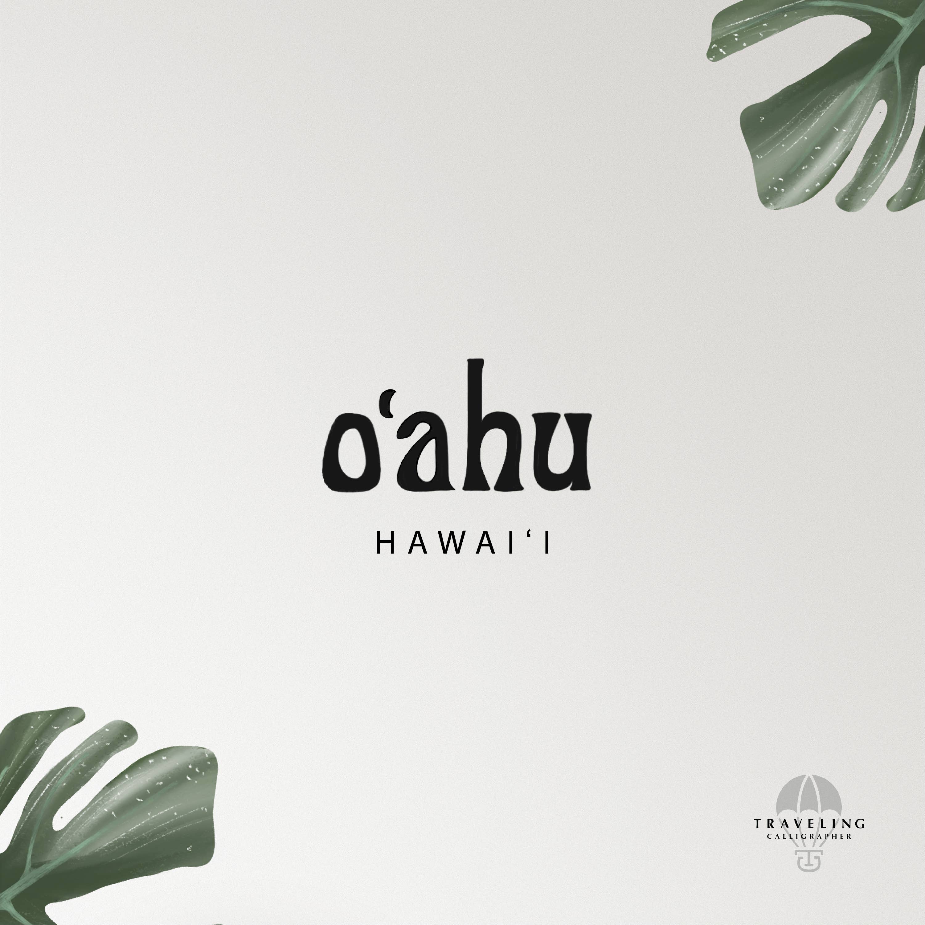 Traveling Calligrapher – Großhandel Kunstdruck – Karte der Nachbarschaft von Oahu Drucken4