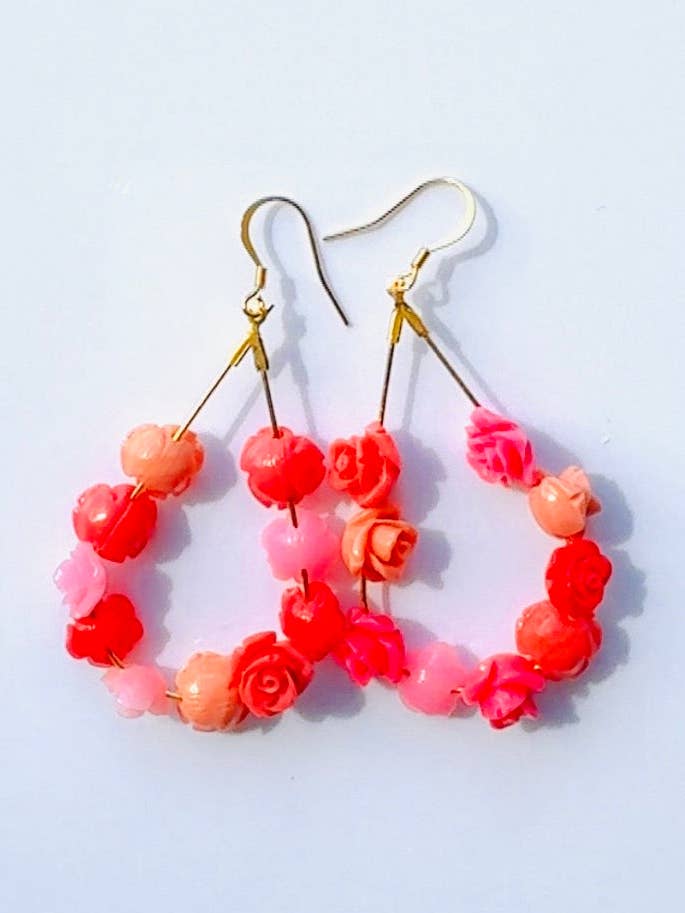 Pink Floral Bouquet Earrings for wholesale by Soderena Designs