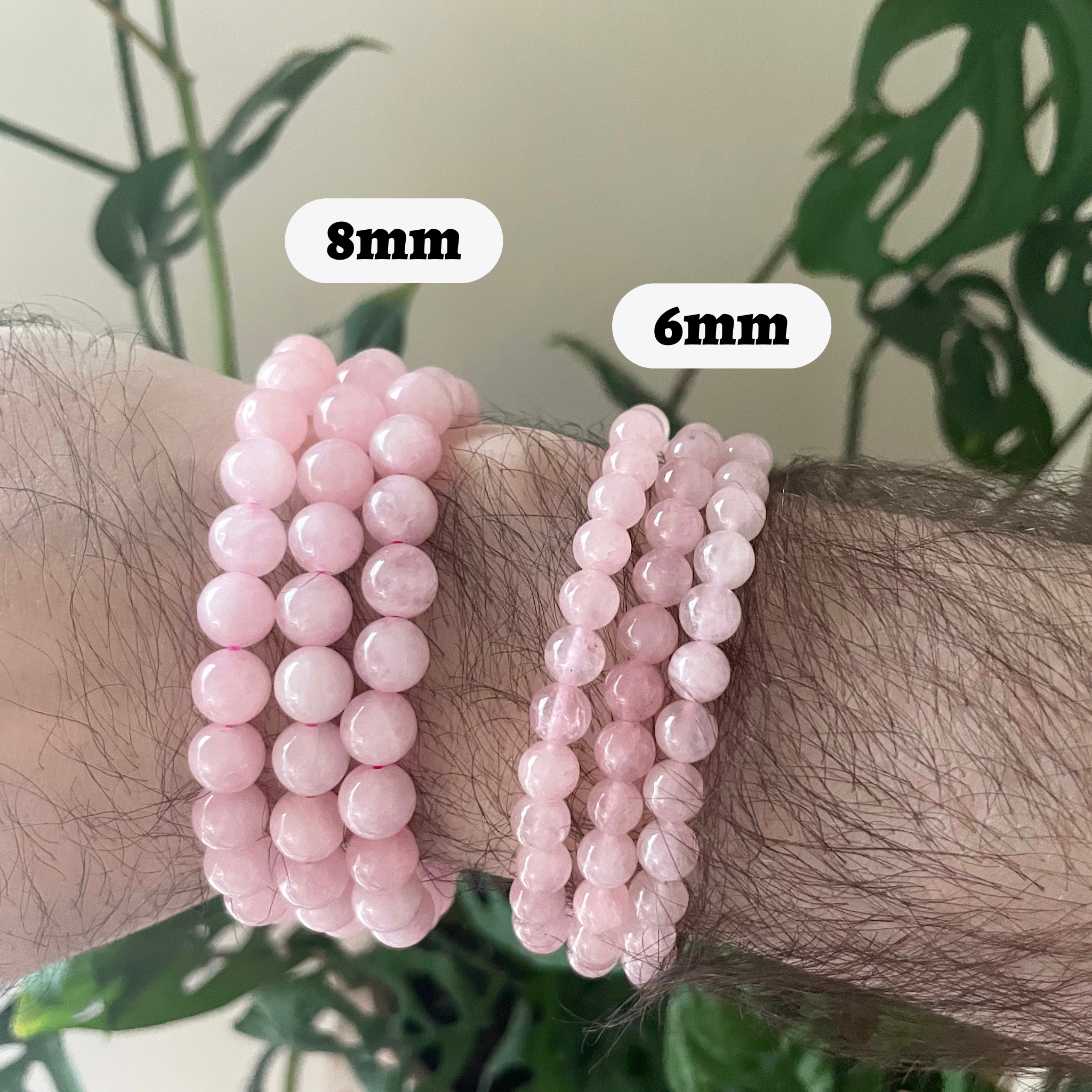 Pebble House – Pulseira de missangas por atacado – Pulseira de Quartzo Rosa com Esferas de 4mm, 6mm ou 8mm - Cristais e Pedras5