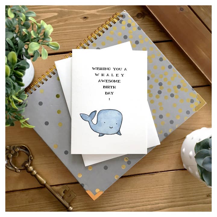 Birthday – “Whaley Awesome Birthday” Cute Whale Pun Card for wholesale by kenziecards