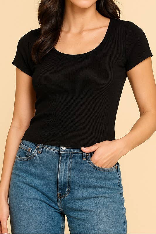 MIO WHOLESALE – Großhandel T-Shirt – Damen – JRUN01 RIPPEN-RUNDHALS-TOP2