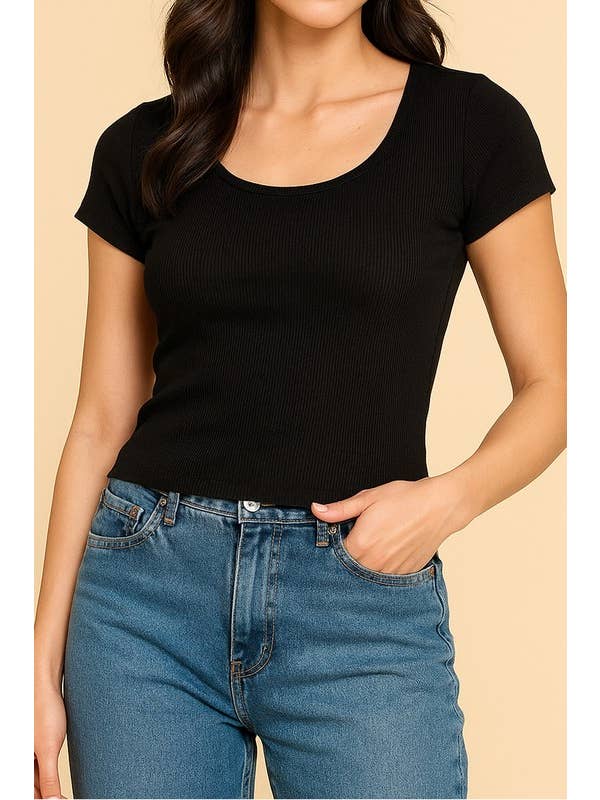 MIO WHOLESALE – Großhandel T-Shirt – Damen – JRUN01 RIPPEN-RUNDHALS-TOP2