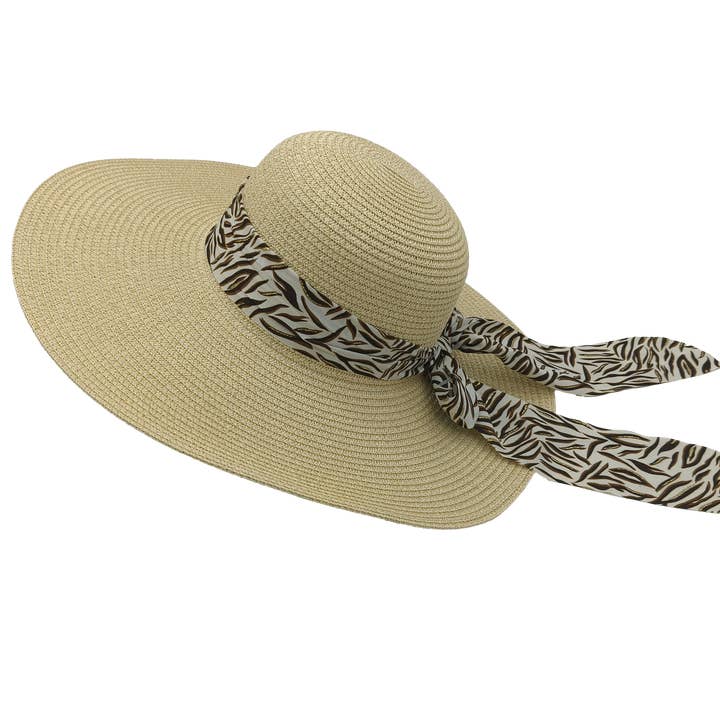 Pack of 4 wide-brimmed hats with ribbon for wholesale by Samba de roda