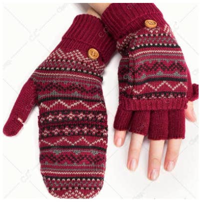 Treasure Bank - Wholesale Mittens - Women's - C.C Tribal Print Convertible Mitten Gloves1