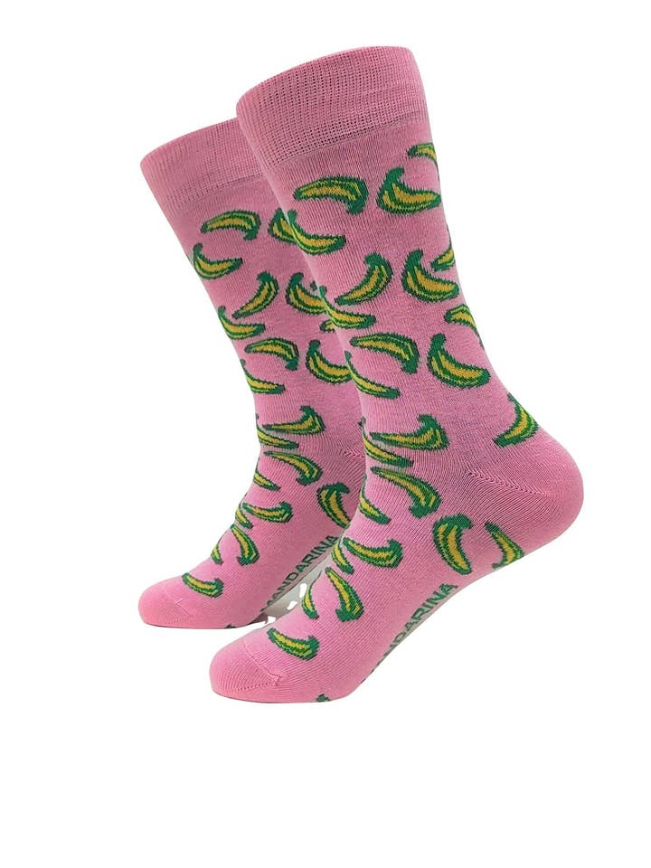 Calcetines con diseño de plátanos en rosa para venta al por mayor de Mandarina Socks