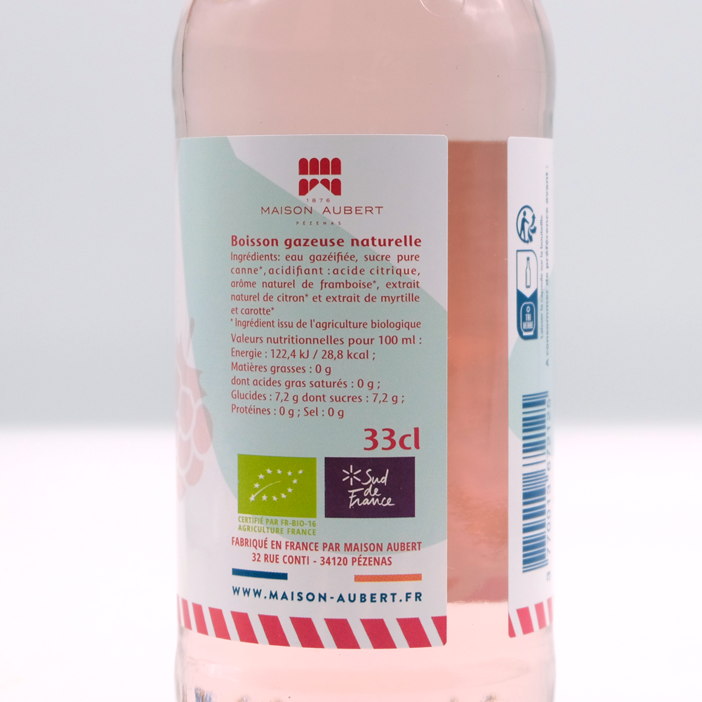 Maison Aubert - Wholesale Soda/Carbonated Drink - Artisanal and organic lemonade: Raspberry 33 cl2