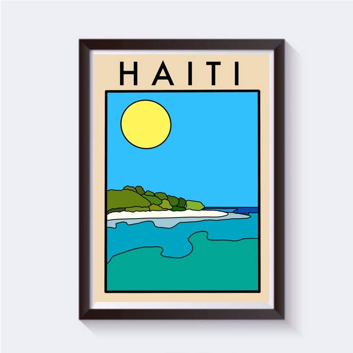 Minimalistisk Haiti Travel Print - Fås i 6 størrelser for engroshandel hos 2 Sisters