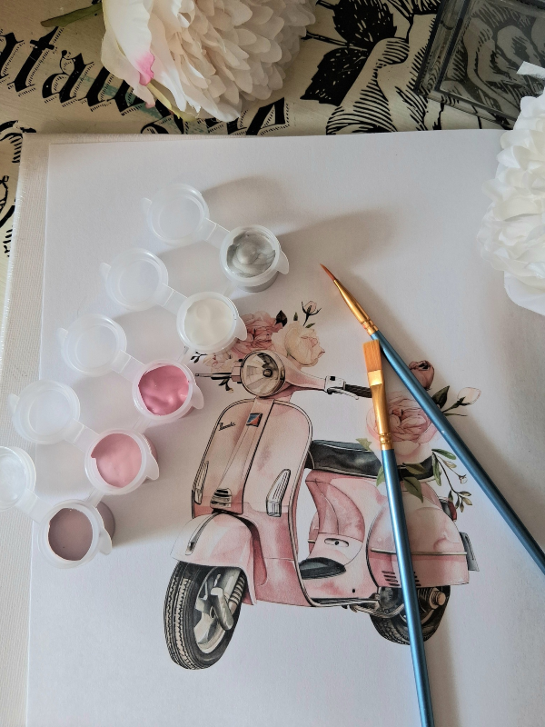 The Boozy Bookworm Art Kits – wholesale DIY craft kit – Pink Scooter DIY Painting Art Kit ~ 2 sizes1
