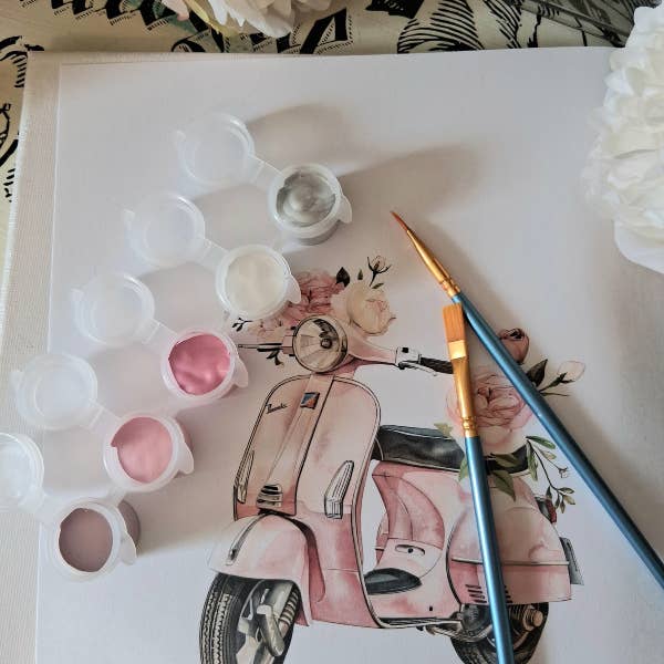 The Boozy Bookworm Art Kits - Wholesale DIY Craft Kit - Pink Scooter DIY Painting Art Kit ~ 2 sizes1