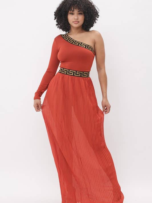 Ensemble de jupe longue plissée à une épaule pour la vente par Belita Collection