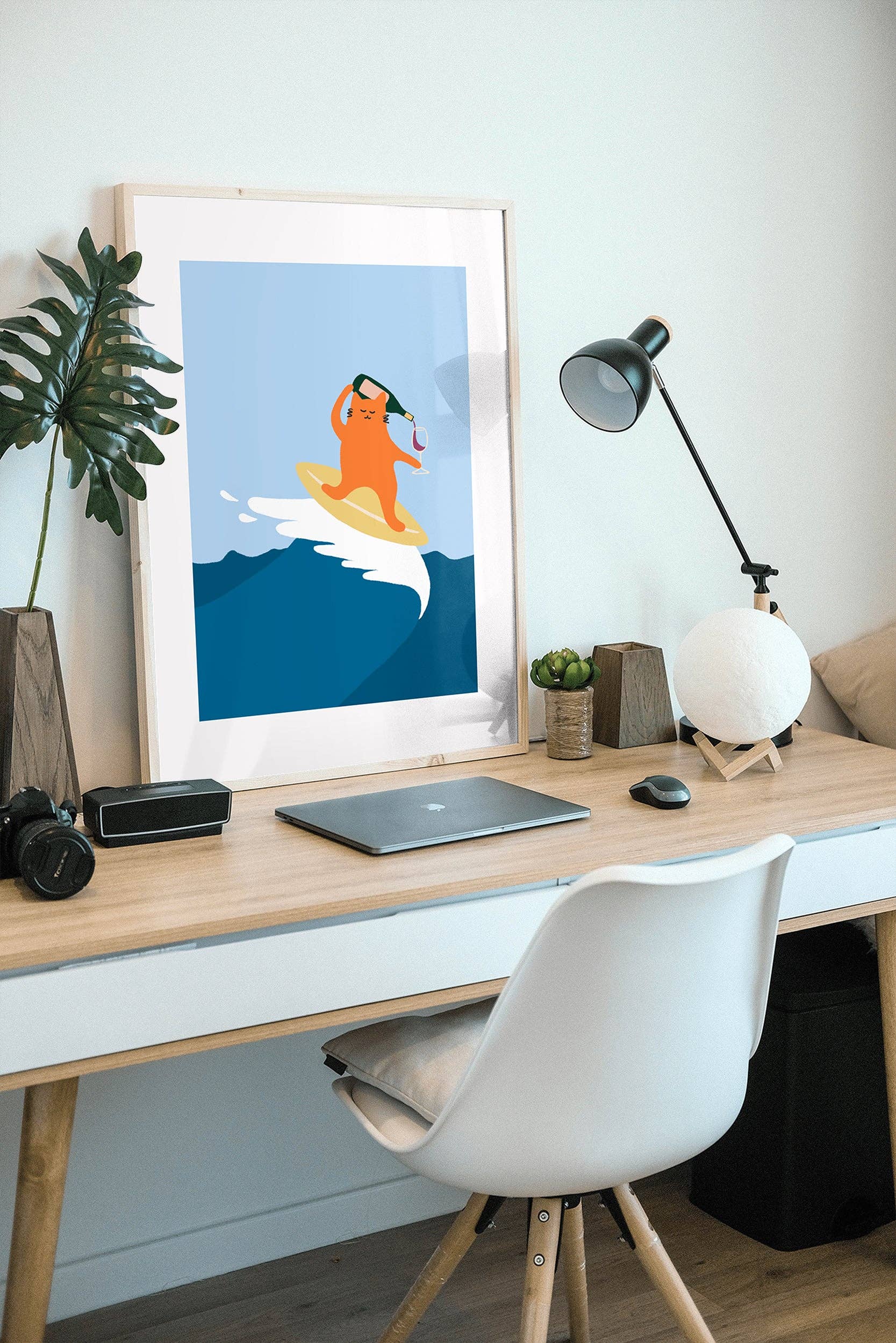 Angela Wan Art - Wholesale Art Print - "Drinking and Surfing" Matted Print1