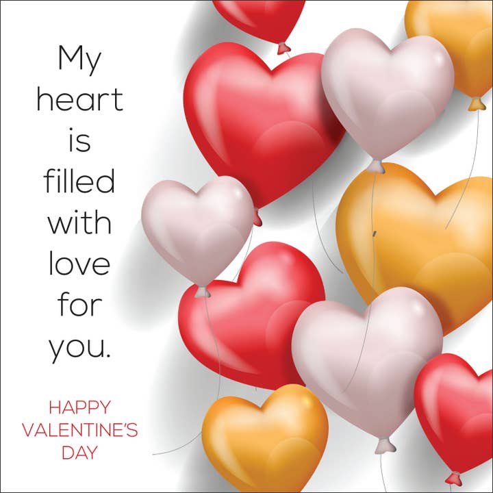 Heart Balloons - Valentine's Day Card for wholesale by Swan River Studios