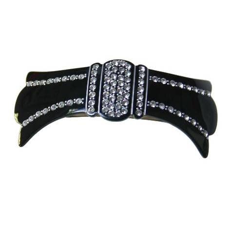 Crystal Stone Buckel Schwarz Haarspange 1262 für den Großhandel von CARAVAN J NAHON IMPORT