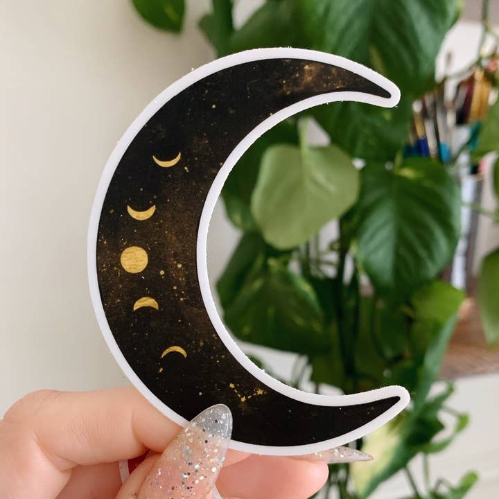Crescent Moon Sticker for wholesale by Jess Weymouth