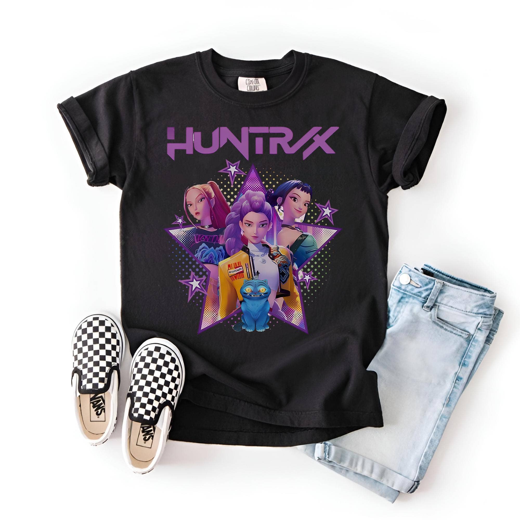 Glaime - Vendita all'ingrosso Maglietta serigrafata - Bambini - Maglietta per bambini Huntrix di Comfort Colors, Maglione Cacciatori di Demoni2