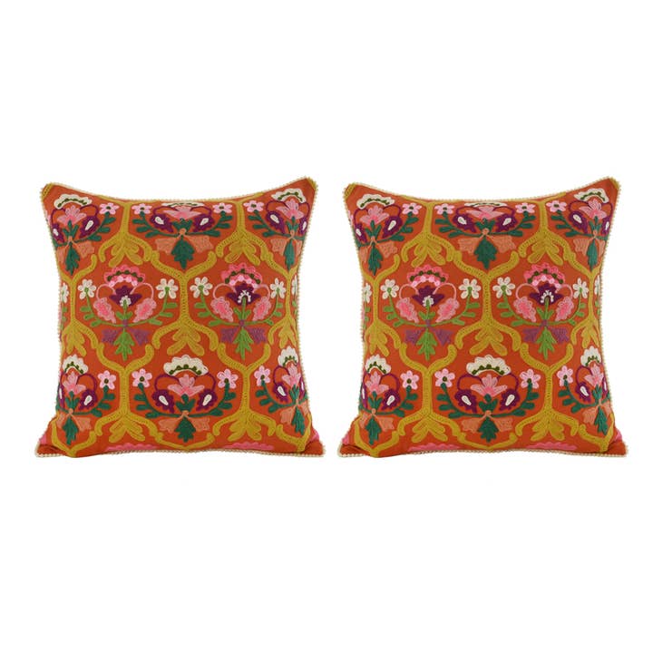 Set of 2 Geometric Rust Canvas Pillows 18X18" for wholesale by Karma Living