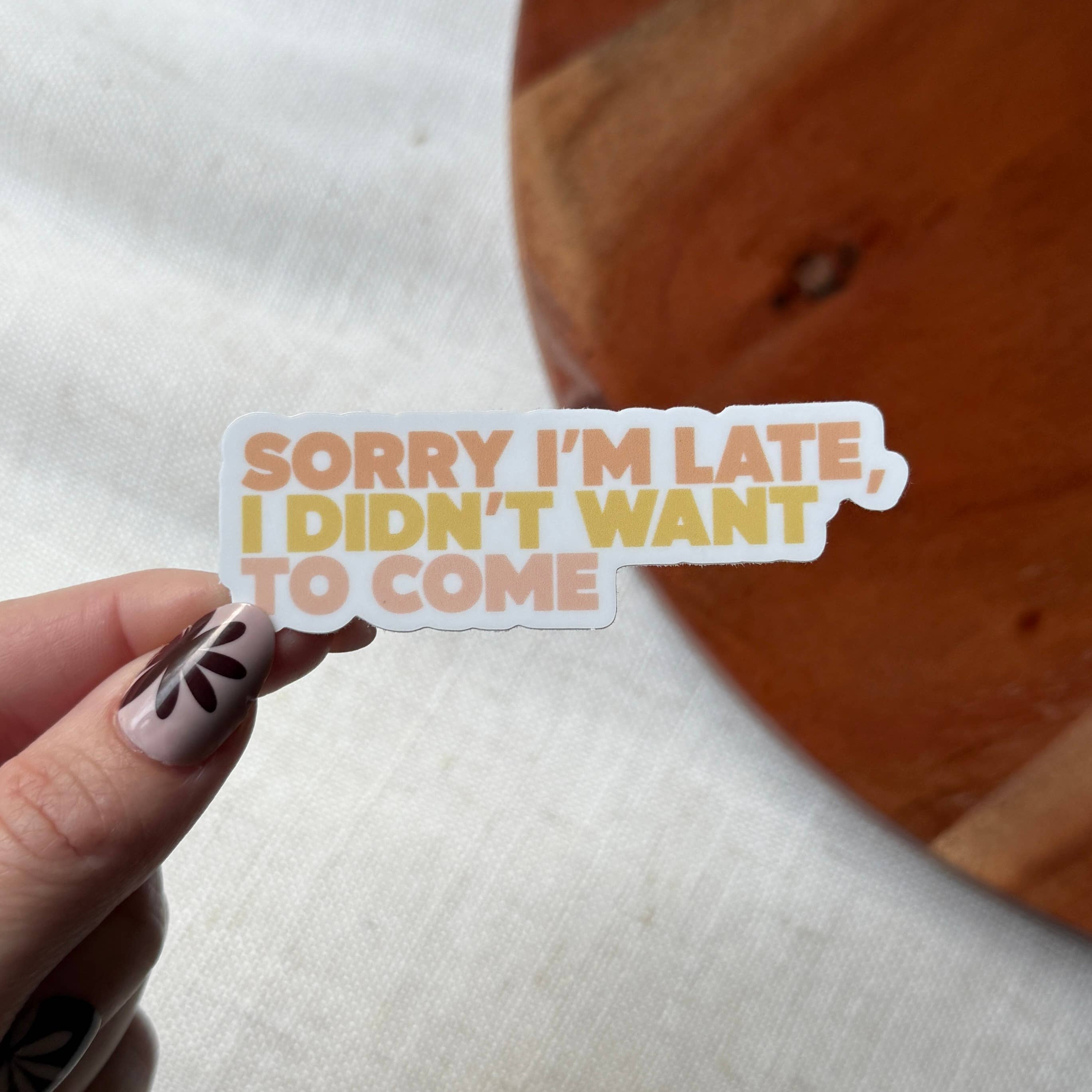 Big Moods - Wholesale Sticker - Sorry I'm Late, I Didn't Want To Come Text Sticker