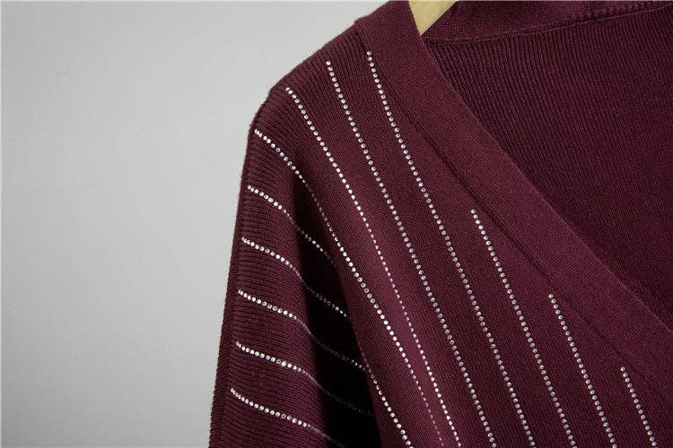 Marayn - Vente Robe – femme - Ensemble robe en maille avec cardigan et strass chic pour femmes11