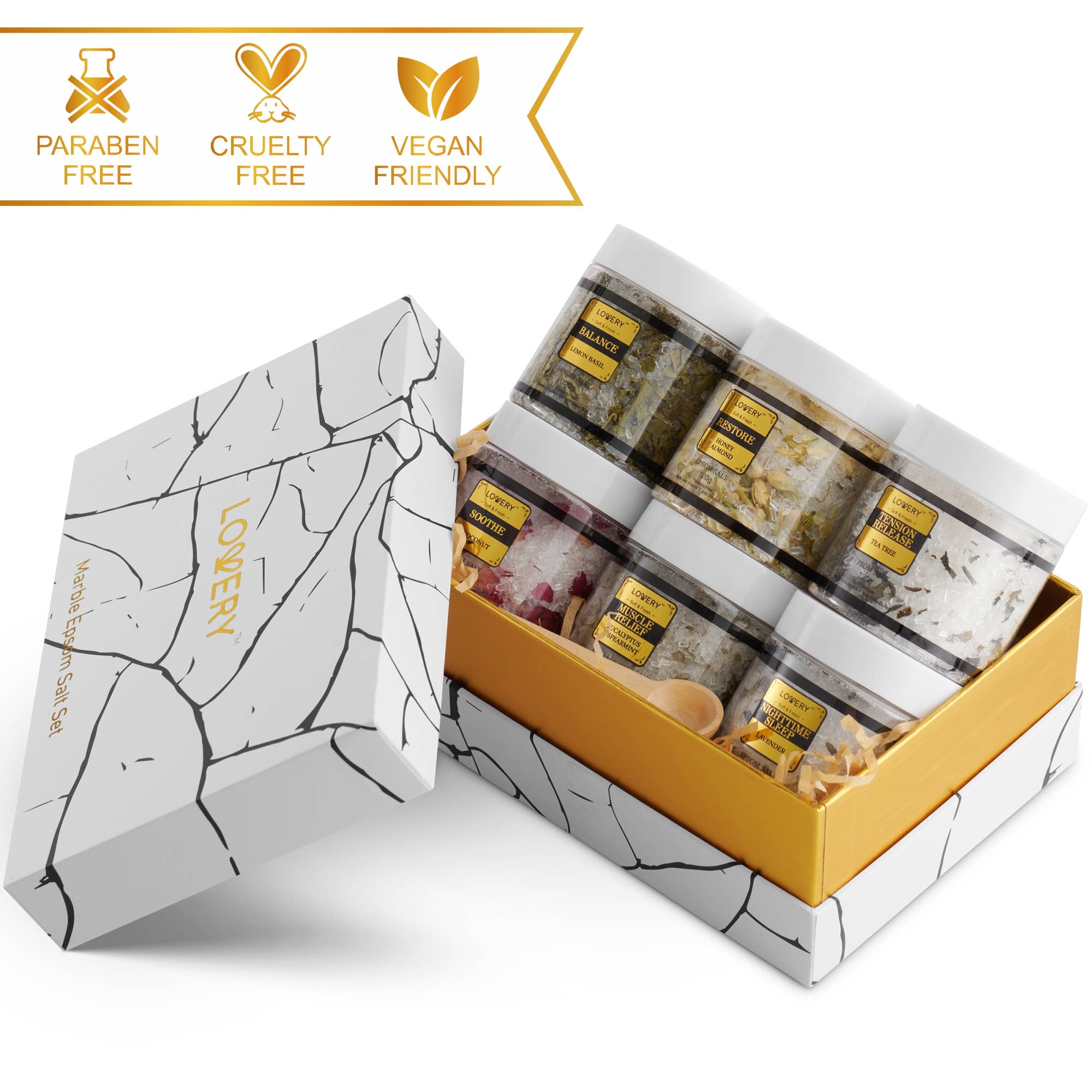 Lovery - Wholesale Bath Salts - Epsom Salts Gift Set, 6 Scented Bath Soaks Relaxing Spa Salt3