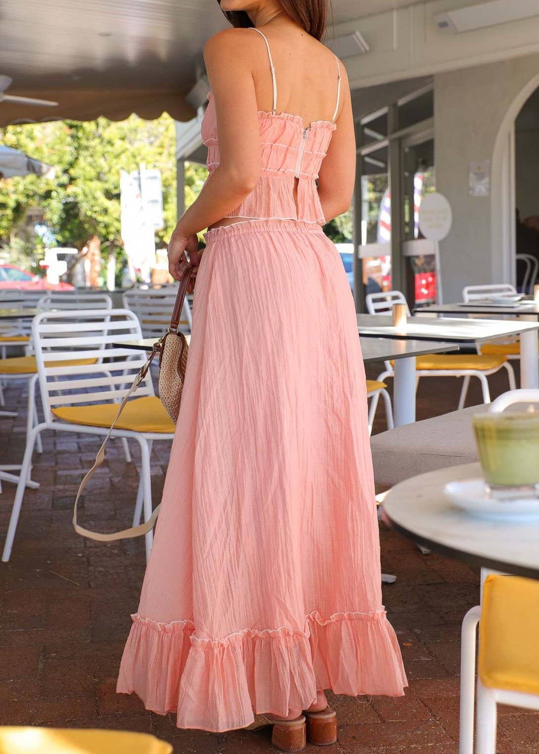 Rosa Clothing - Wholesale Top & Skirt Set - Women's - Suspenders Bow Top Pleated Skirt Set9