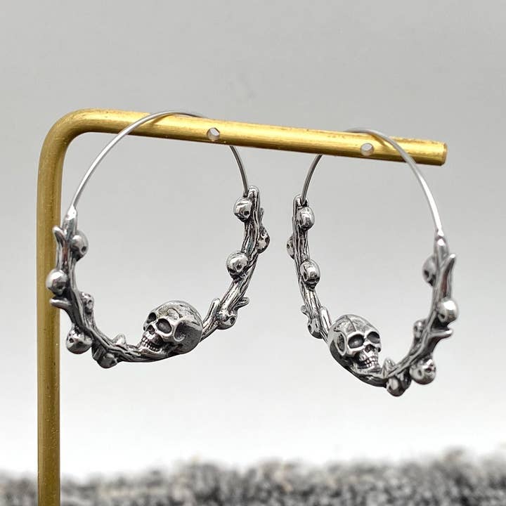 Mio Queena – Brincos de argola por atacado – Brincos de argola de caveira em aço inoxidável gótico - GT0