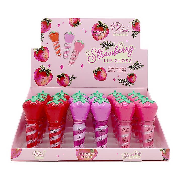PINEAPPLE Beauty - Wholesale Lip Gloss - PxLook S-493 Strawberry Lip Gloss - 24 pc