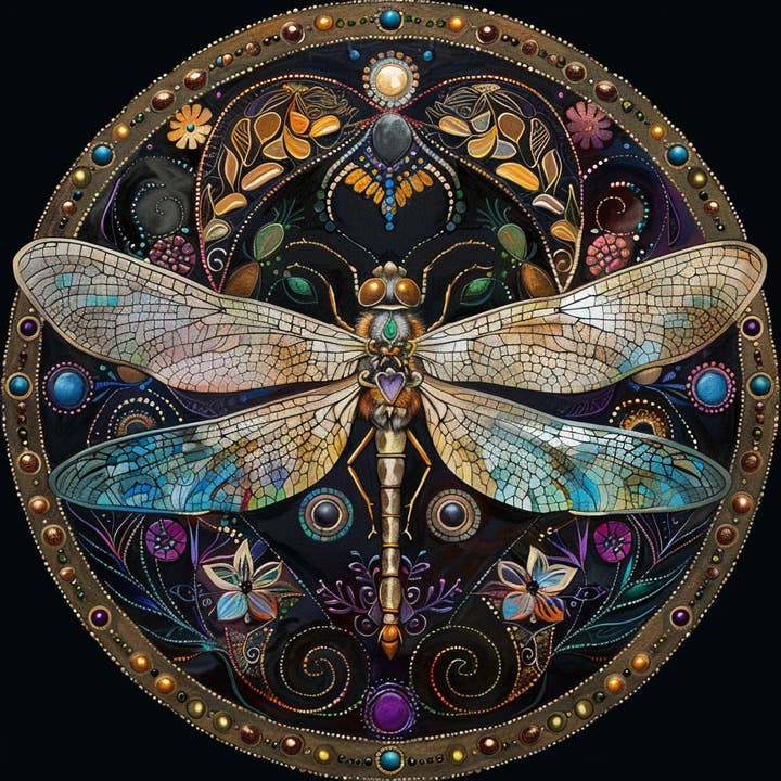 Art Nouveau Dragonfly Tambourine and Ribbon Wall Accent for wholesale by Bodhi Leaf Market