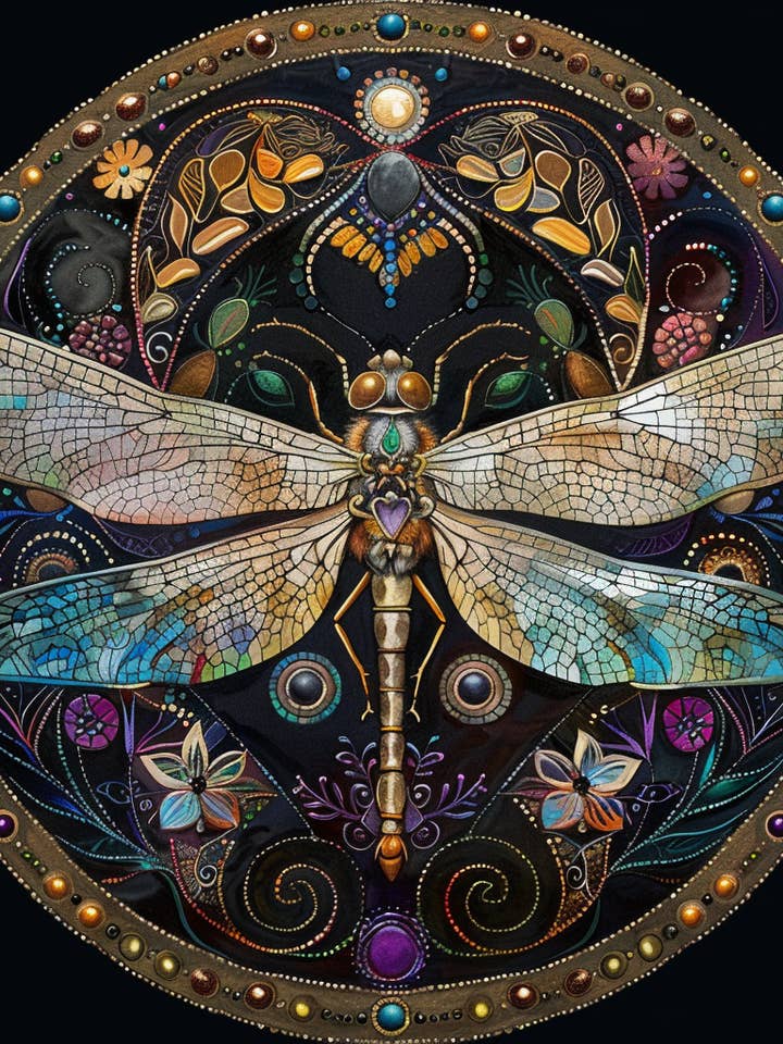 Art Nouveau Dragonfly Tambourine and Ribbon Wall Accent for wholesale by Bodhi Leaf Market