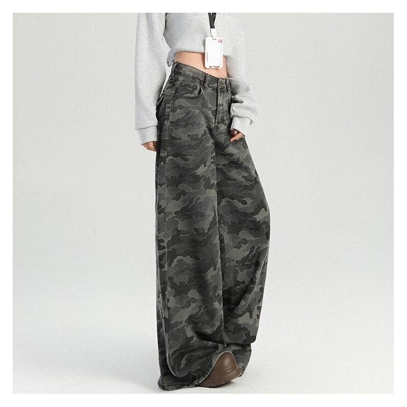 GRIGIO Jeans cargo a gamba larga con motivo mimetico rétro in vendita all'ingrosso su Faire4