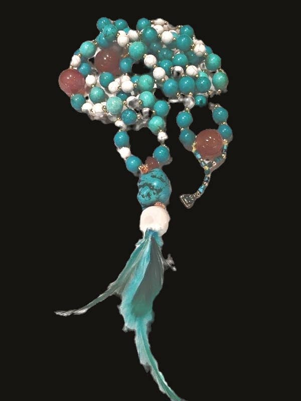 Feathered Turquoise (Gemstone Necklace) for wholesale by Meditate With Mala, LLC