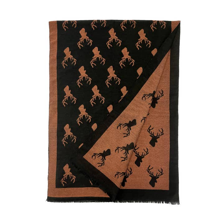 Fashion Scarf World - Wholesale Scarf - Women's - Repeat Stag Print Wool Scarf