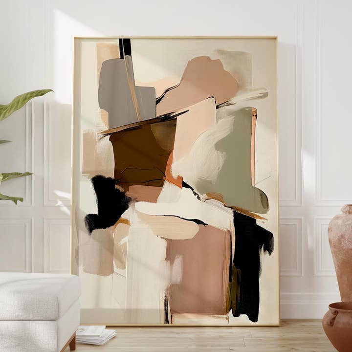 Eclectic Dreams Studio - Wholesale Art Print - Soft Neutral Abstract Print– Japandi Wall Art – Blush Print0