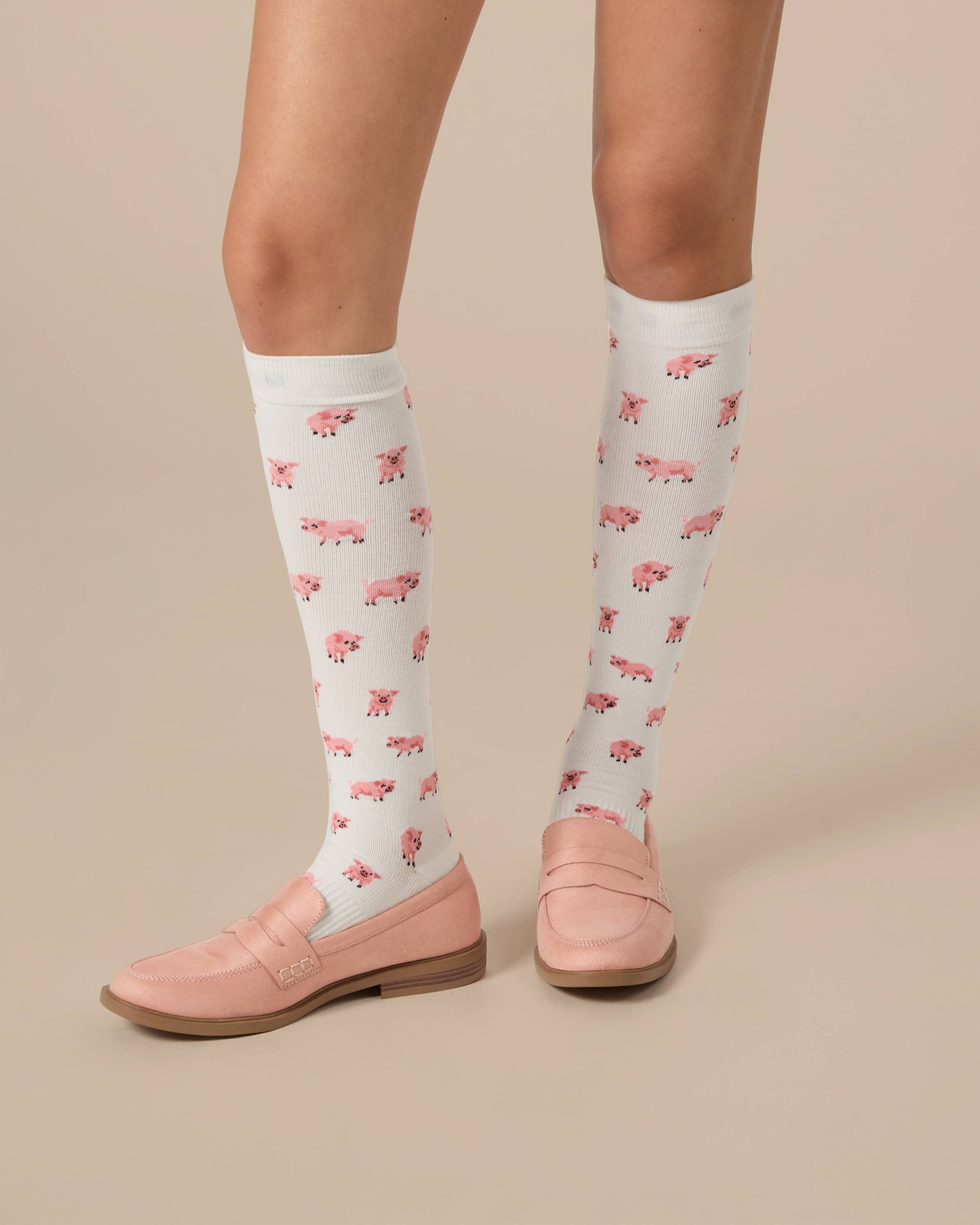 Ivoire Chaussettes de compression en coton Memoi Pigs en vente sur Faire3