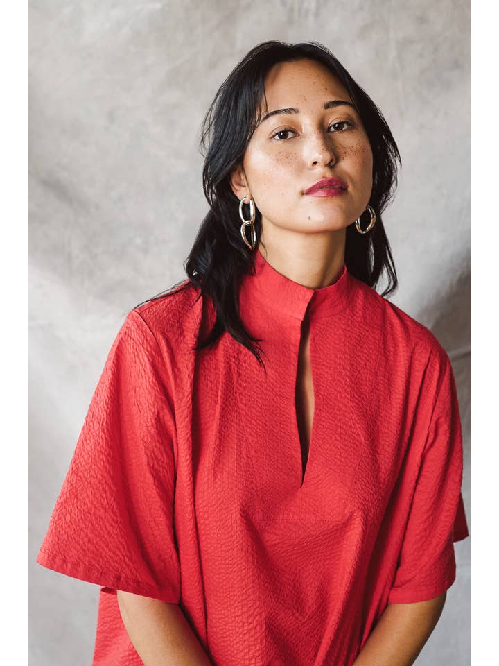 Devlyn van Loon - Wholesale Dress - Women's - Collared Pullover Dress - Oat