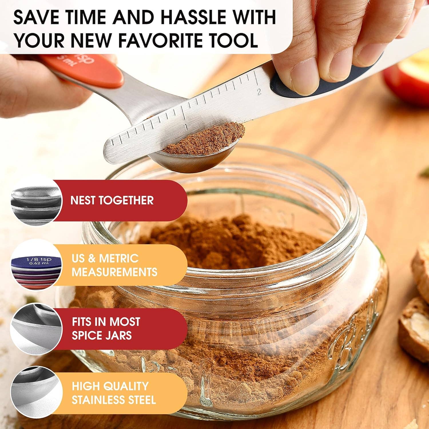Otterware - Wholesale Measuring Spoon - 9-Piece Magnetic Stainless Steel Measuring Spoon Set5