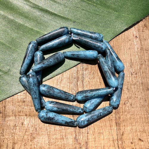 Vintage Blue & Black Drop Glass Beads for wholesale by Bead Goes On