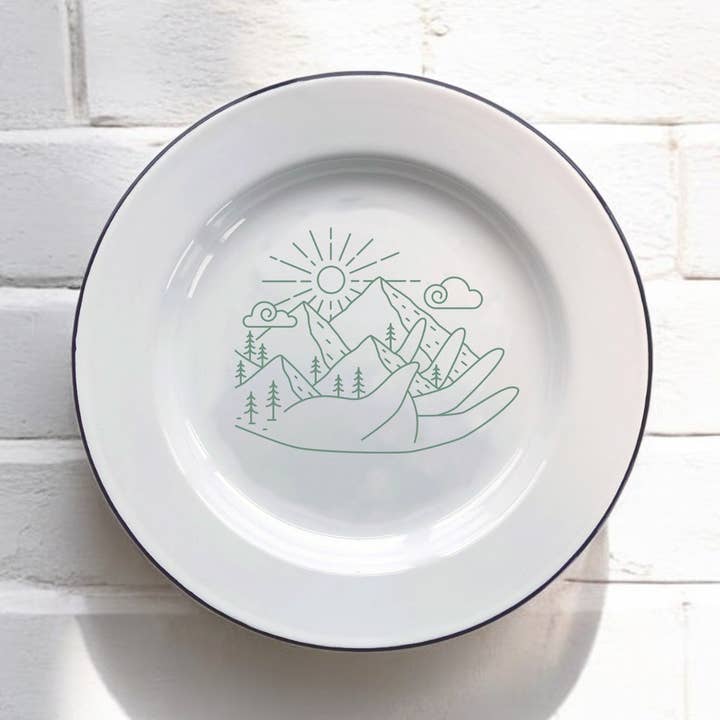 Sovende Bjorn - Wholesale Decorative plate/dish/bowl - Mountains, Decorative Enamel Plate0