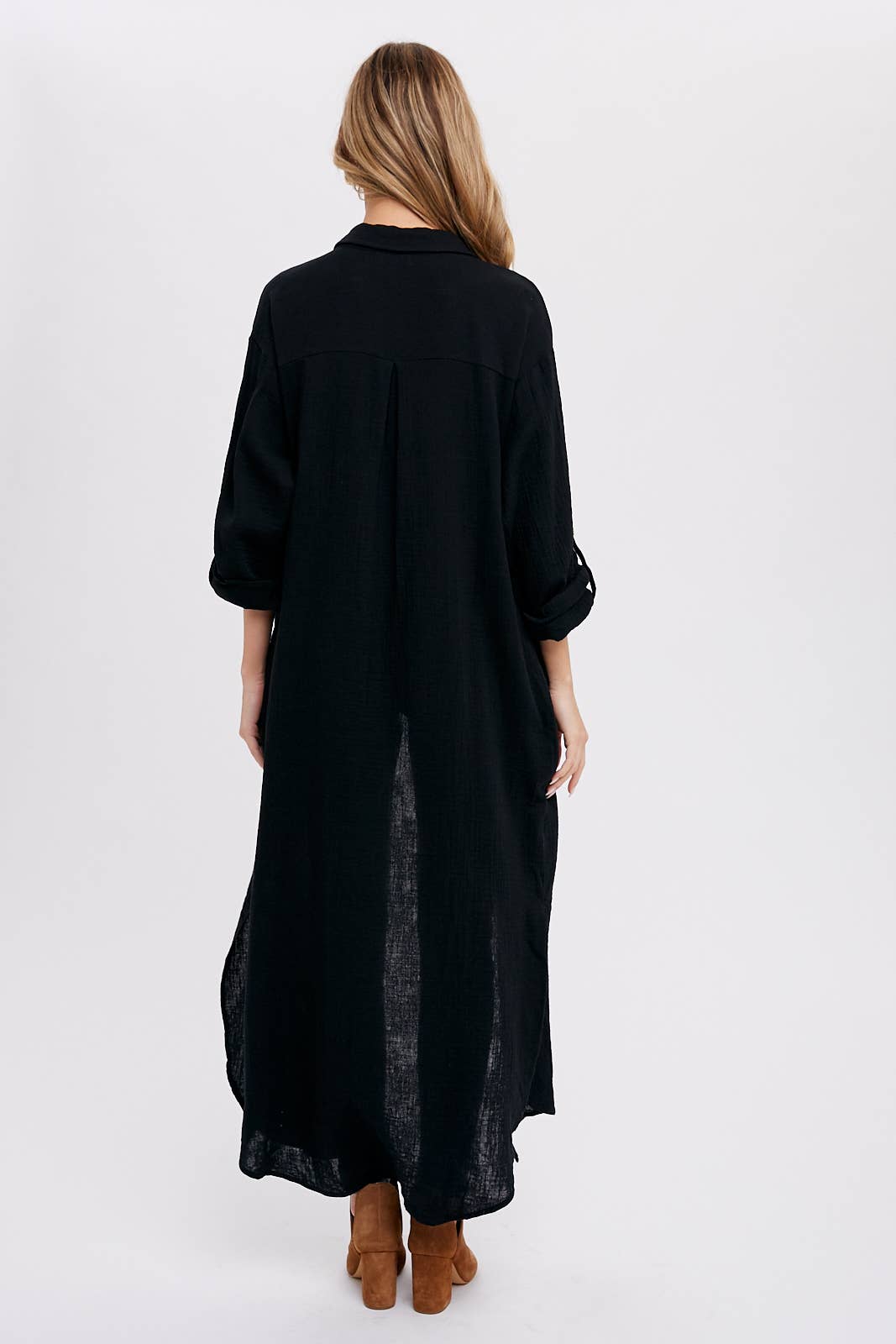 Bluivy - Wholesale Dress - Women's - BUTTON UP MAXI SHIRT DRESS WITH POCKET50