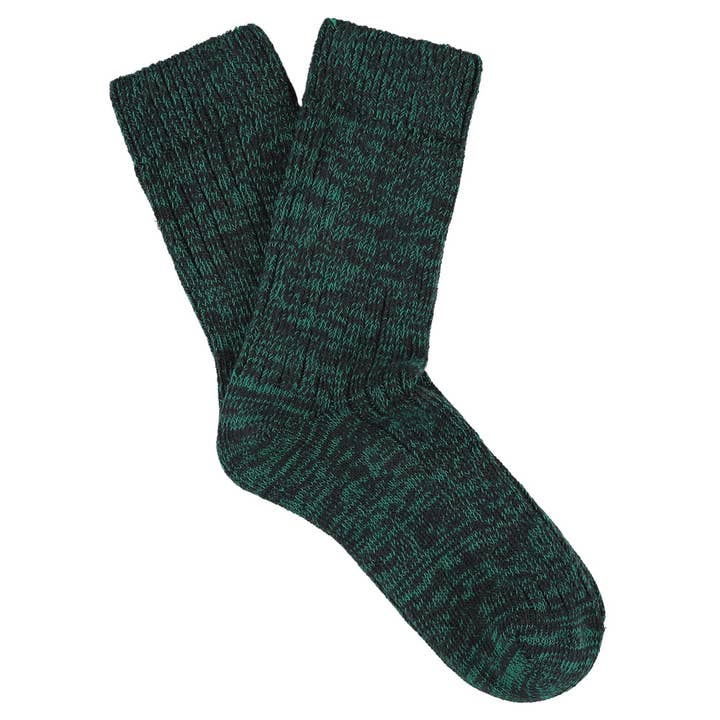 Women Melange Socks - Off Black / Green for wholesale by ESCUYER