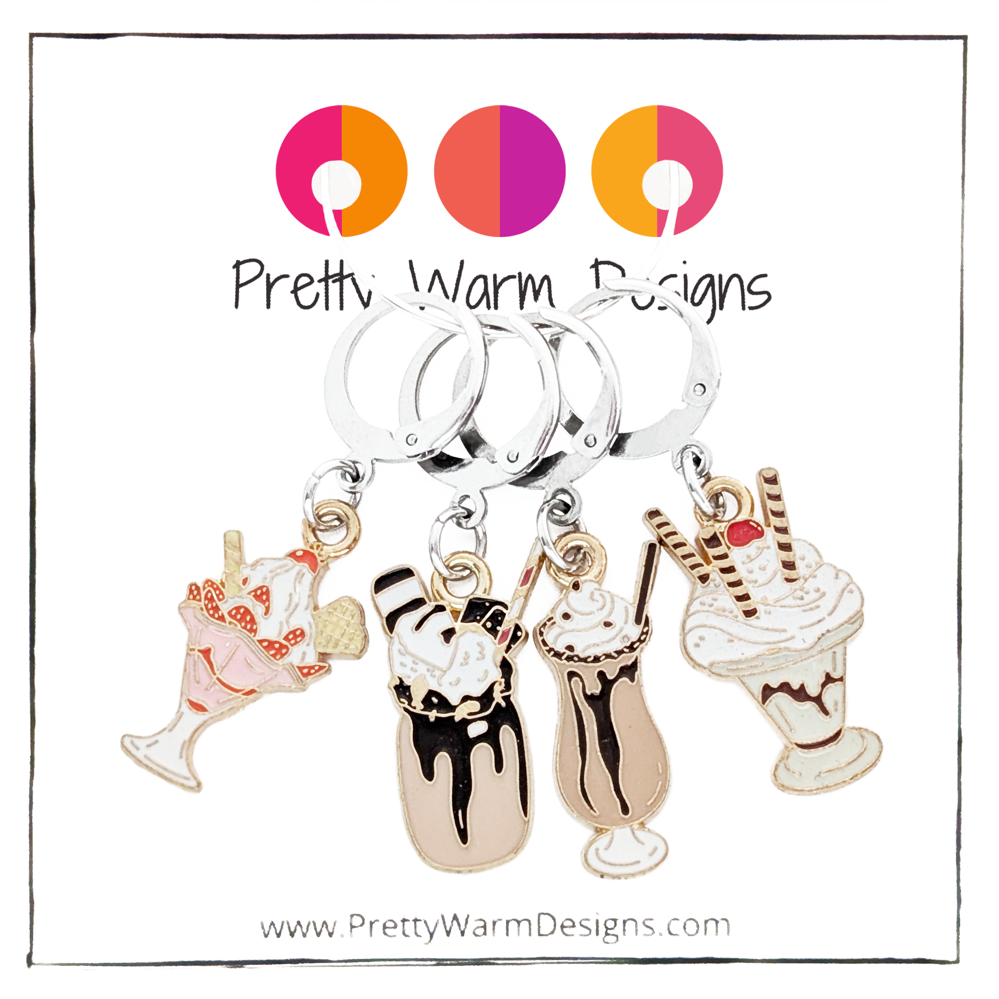 Pretty Warm Designs - Wholesale Knitting/Crochet Supplies - Ice Cream Sundae Locking Stitch Markers - Set of 40