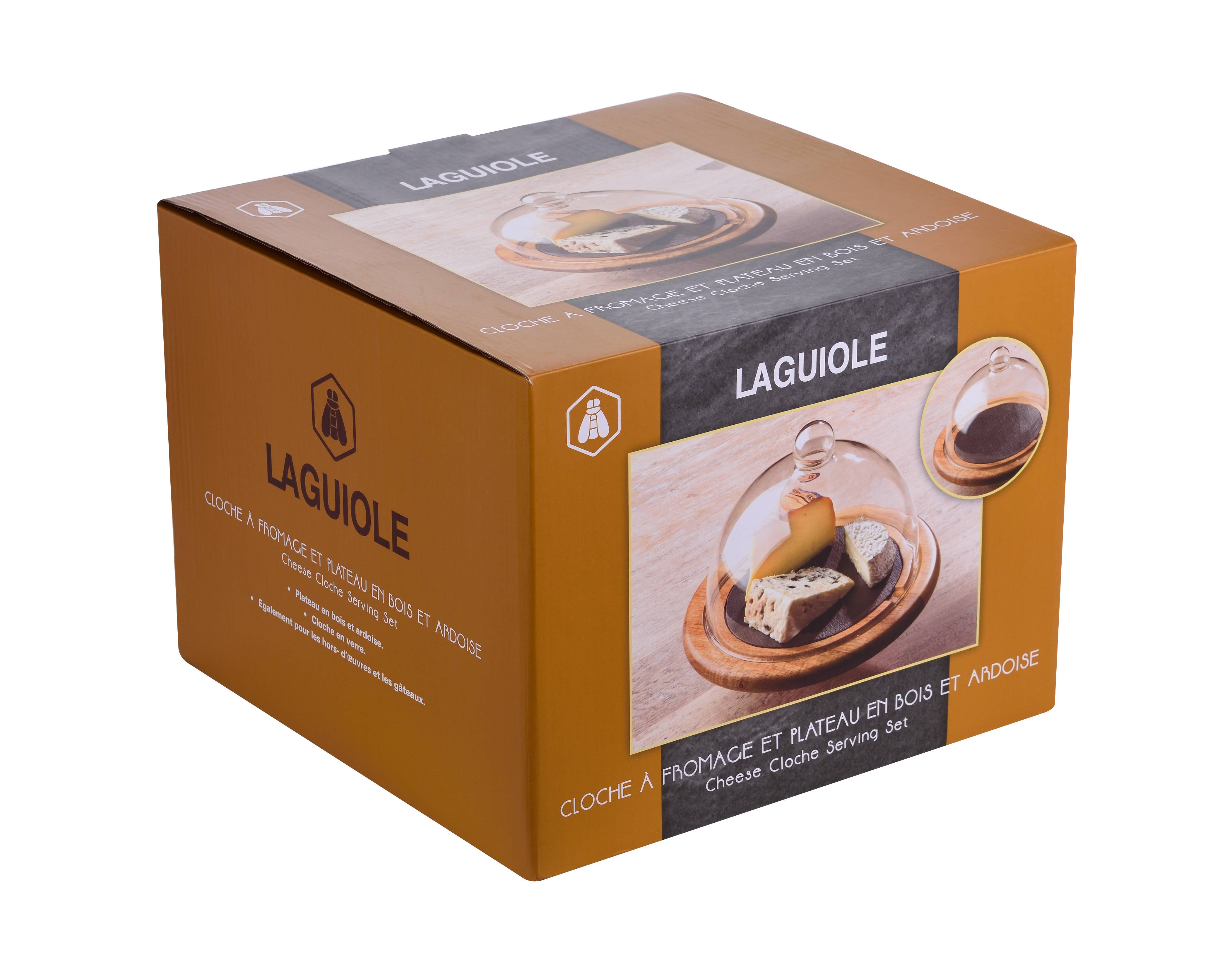 Laguiole - Wholesale Cheese Board - Laguiole Cheese Bell with Wood and Slate Tray6