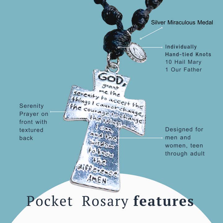 Knots of Grace - Wholesale Prayer Beads Necklace - Serenity Prayer Knotted Pocket Rosary4