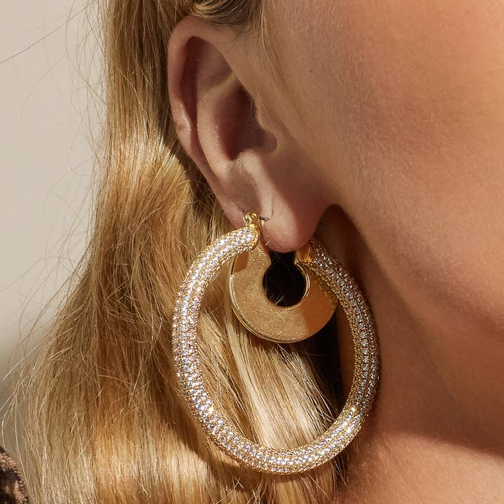 Luv AJ - Wholesale Hoop Earrings - Pave Amalfi Hoops- Gold8