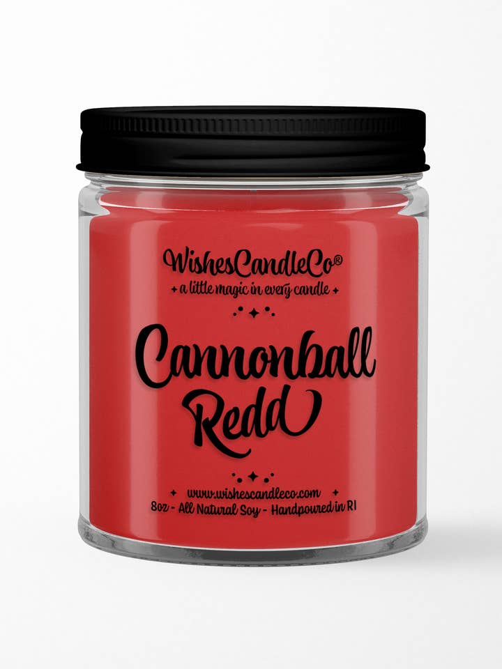Cannonball Redd 8oz Hidden Pin Candle for wholesale by Wishes Candle Co
