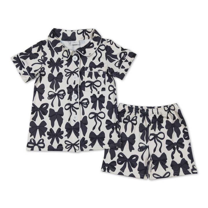 Yawoo Garments - Wholesale Sleepwear Set - Kids - Short sleeves colorful bows kids girls summer pajamas1