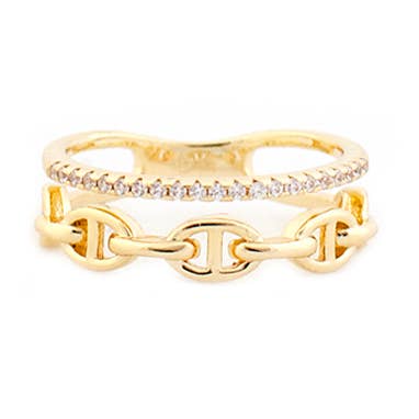 anchor link and cz double band ring for wholesale by Marlyn Schiff