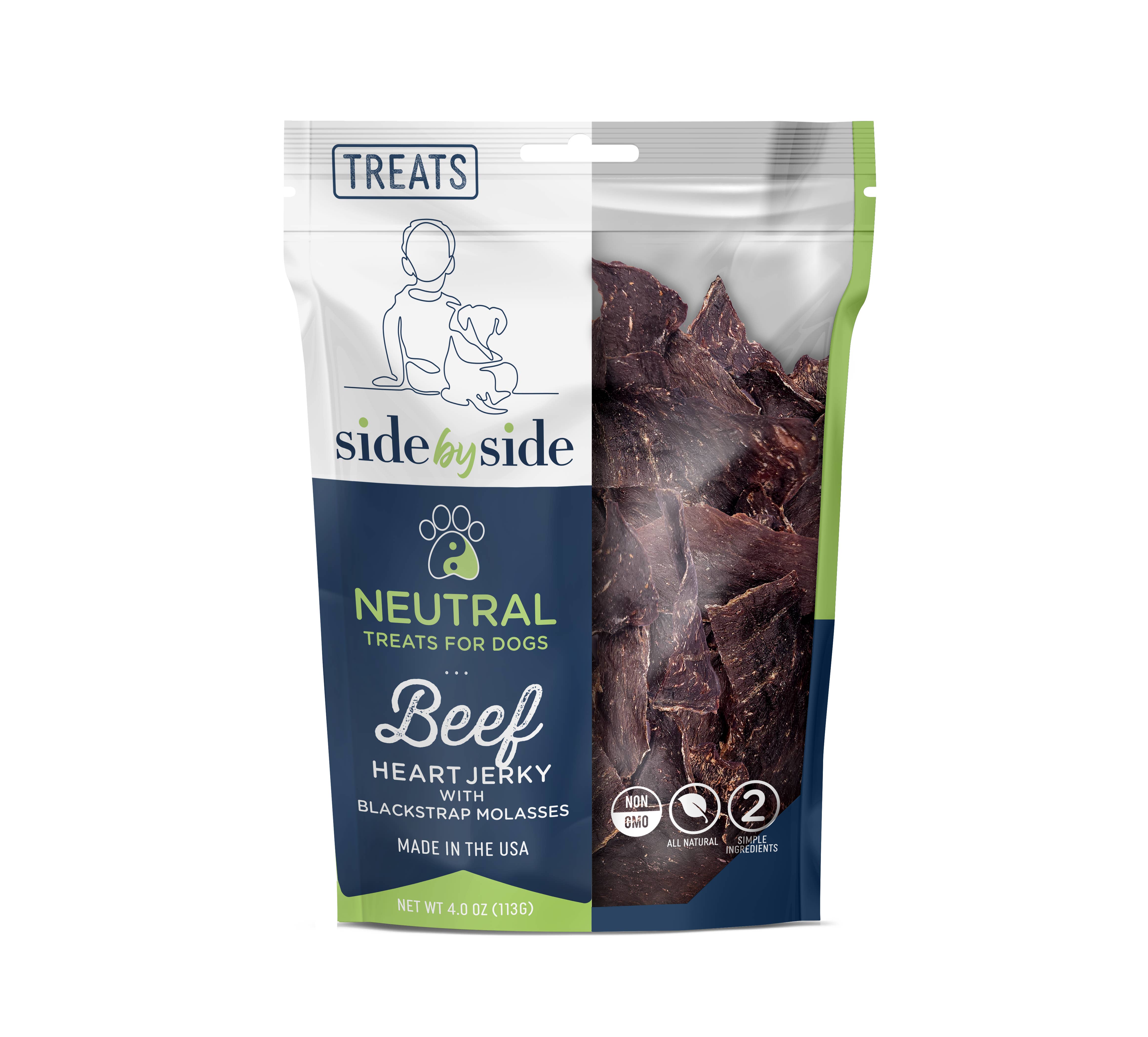 Side By Side - Wholesale Pet Treats - Dog - Dry Roasted Treats - Neutral Beef Heart With Blackstrap