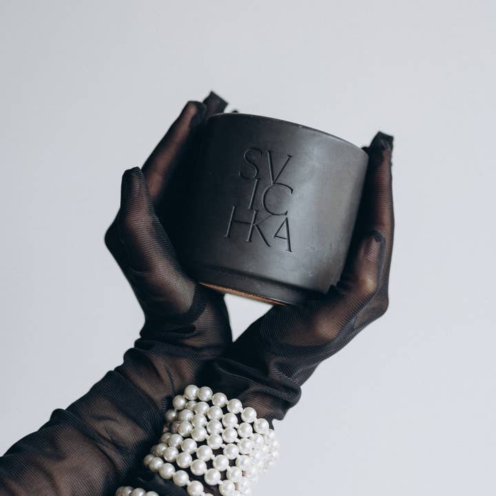 SVICHKA - Wholesale Jar/Filled Candle - Charcoal Black Candle in Artisan Concrete Jar — Velvet Ash3
