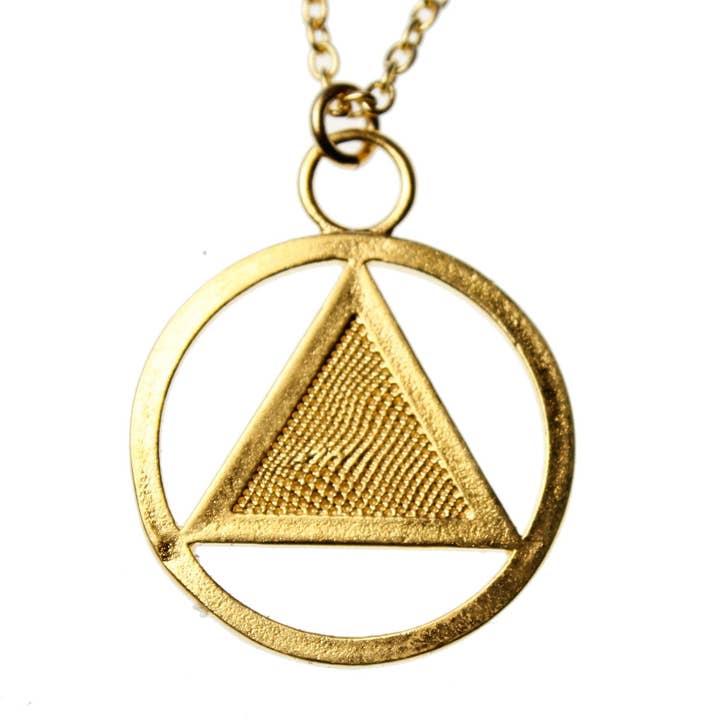 AA Symbol Gold-dipped Pendant Necklace on 18" Rolo Chain for wholesale by From War to Peace