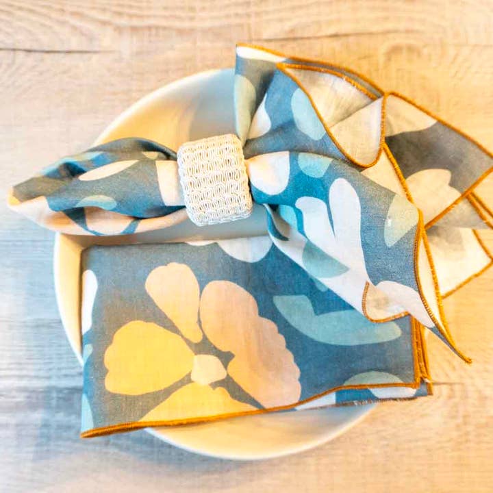 100% Linen Floral Print Cloth Napkins - Set of 2 for wholesale by West Coast Handmade